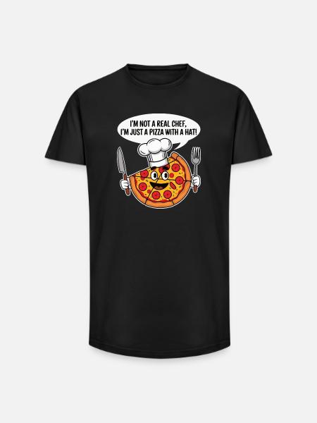 Pizzabäcker Humor T-Shirt - Long Fit Männer T-Shirt - Schwarz