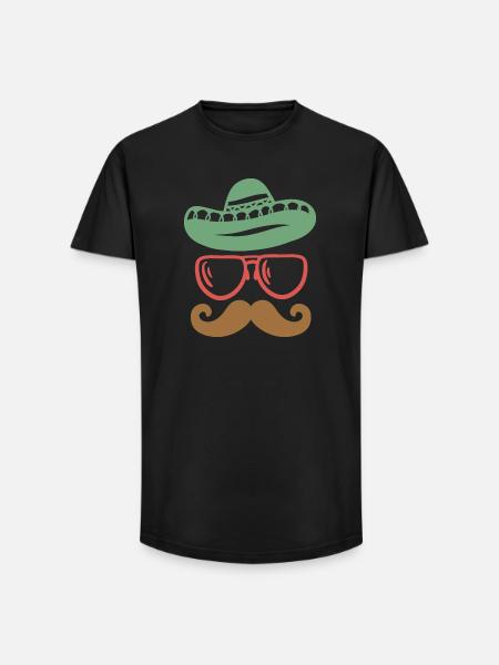 Cinco de Mayo mexikanisch Schnurrbart - Long Fit Männer T-Shirt - Schwarz