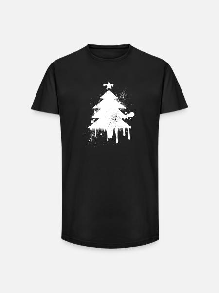 Weihnachtsbaum Spritzeneffekt - Long Fit Männer T-Shirt - Schwarz