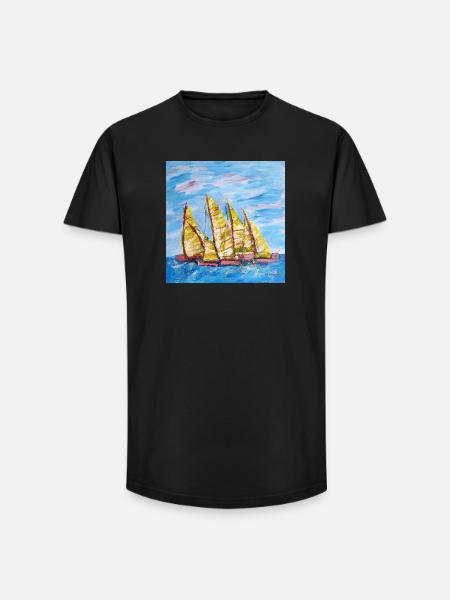 Fjordboot Segelregatte - Long Fit Männer T-Shirt - Schwarz