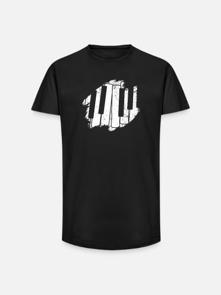 Monochrome Piano Keys Brush - Long Fit Men's T-Shirt - black