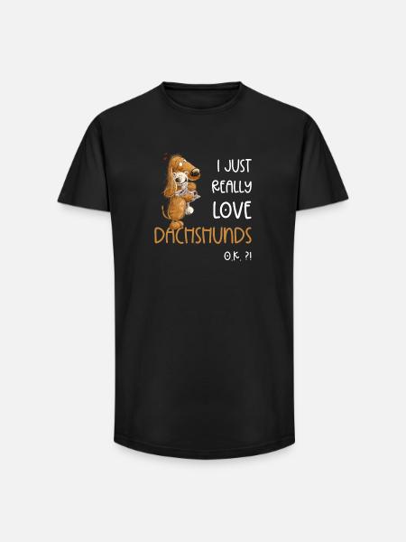 J’aime vraiment les teckels teckels - T-shirt coupe longue homme - noir