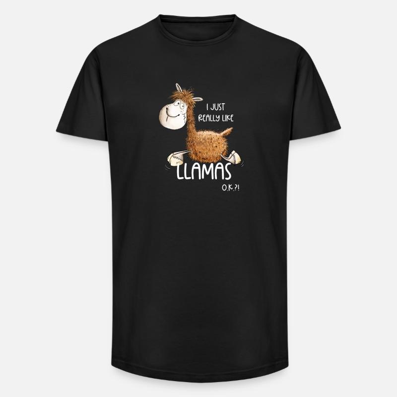 I Just Really Like Llamas - Long Fit Männer T-Shirt - Schwarz