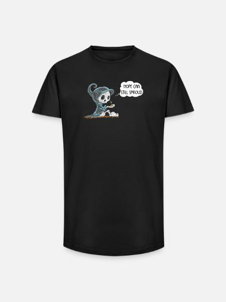 Skeleton Holding Plant Hope Emergence Saying - Long Fit Men's T-Shirt - black