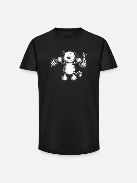 Cat Muscle Soreness Weight Training - Long Fit Men's T-Shirt - black