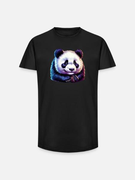Panda - Long Fit Männer T-Shirt - Schwarz