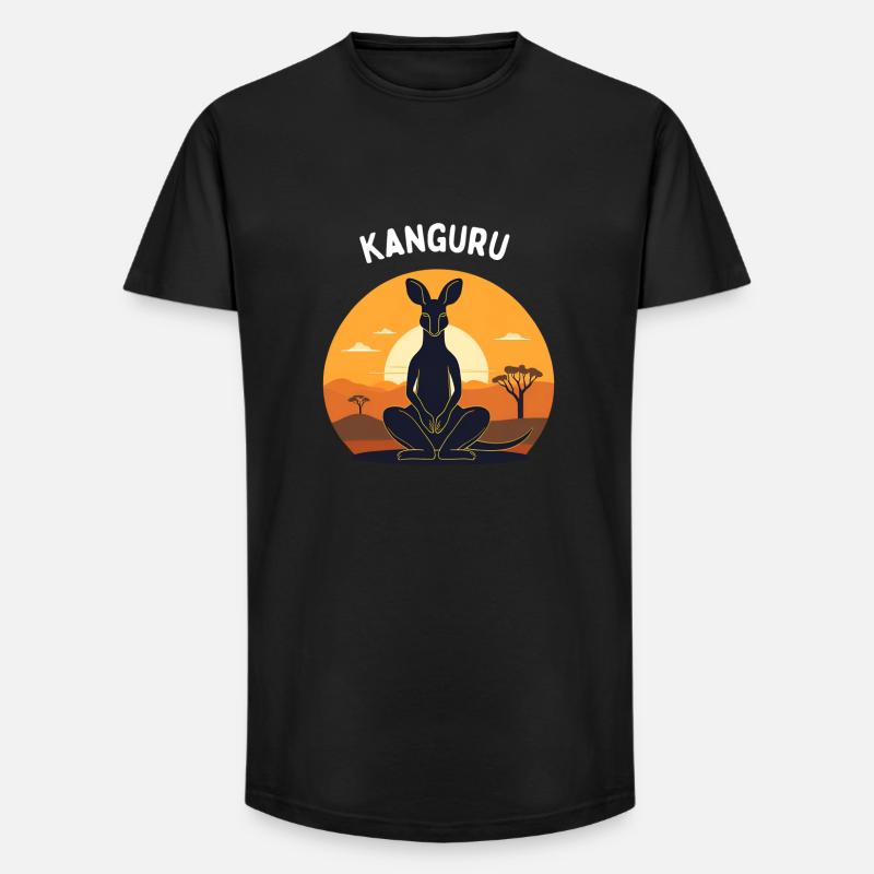 Kanguru - Long Fit Männer T-Shirt - Schwarz