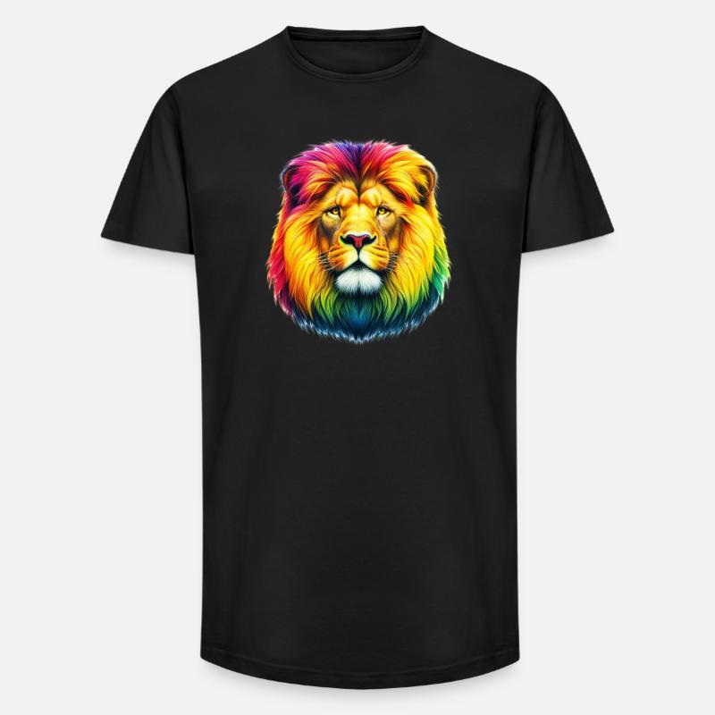 Löwe - Long Fit Männer T-Shirt - Schwarz