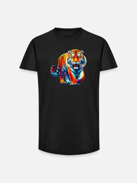 Tiger - Long Fit Men's T-Shirt - black