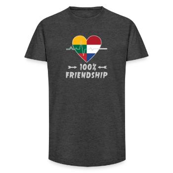 Lithuania and the Netherlands 100% friendship - Long Fit Men's T-Shirt - charcoal grey - Front - AI Model Male 185 light (185cm)