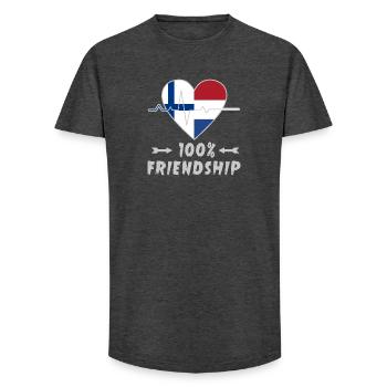 La Finlande et les Pays-Bas : amitié à 100 % - T-shirt coupe longue homme - charbon - Devant - AI Model Male 185 light (185cm)