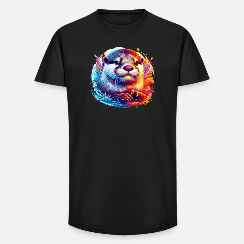 Otter - Long Fit Männer T-Shirt - Schwarz