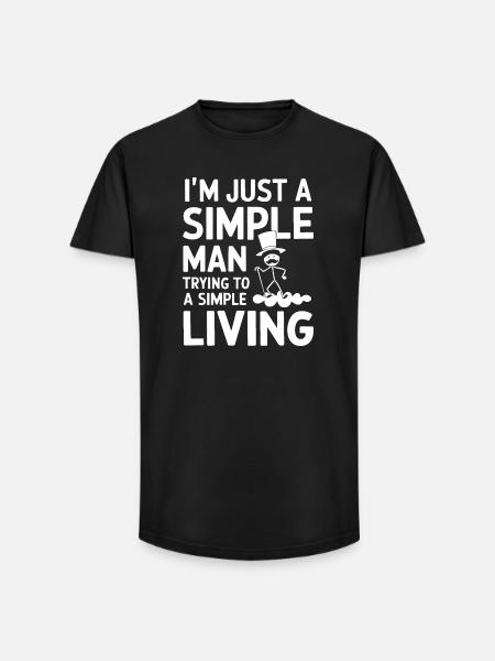 Simple Man Illustration Quote T-Shirt - Long Fit Men's T-Shirt - black