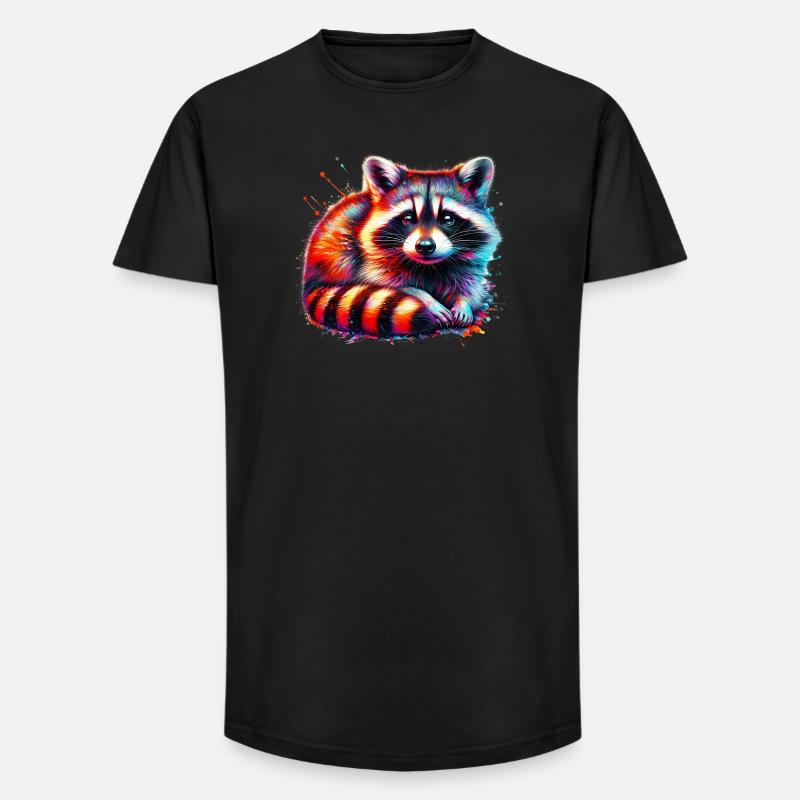 Waschbär - Long Fit Männer T-Shirt - Schwarz