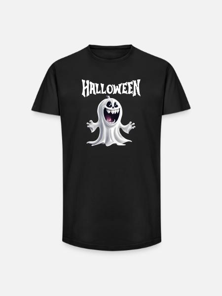 halloween, fantôme, fêter halloween - T-shirt coupe longue homme - noir