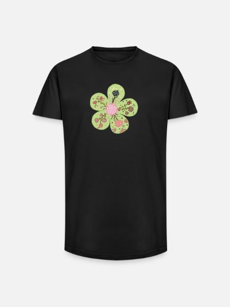 Patchworkfrühlingsblume - Long Fit Männer T-Shirt - Schwarz
