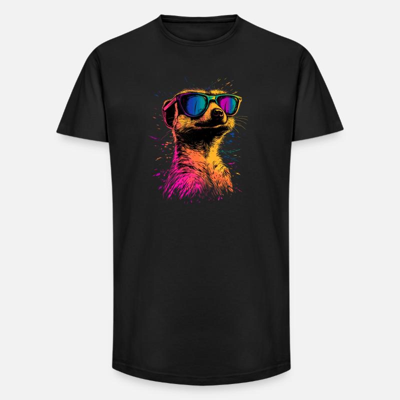 Erdmännchen Sonnenbrille Bunt Süßes Erdmännchen - Long Fit Männer T-Shirt - Schwarz
