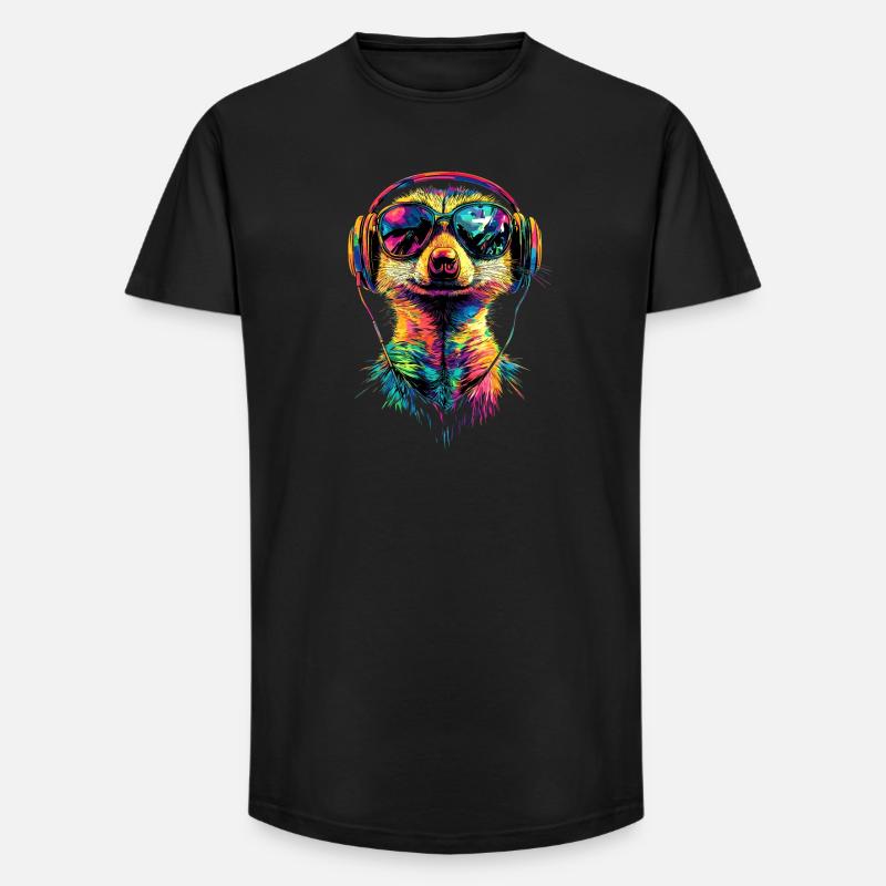 Erdmännchen Sonnenbrille Bunt Süßes Erdmännchen - Long Fit Männer T-Shirt - Schwarz
