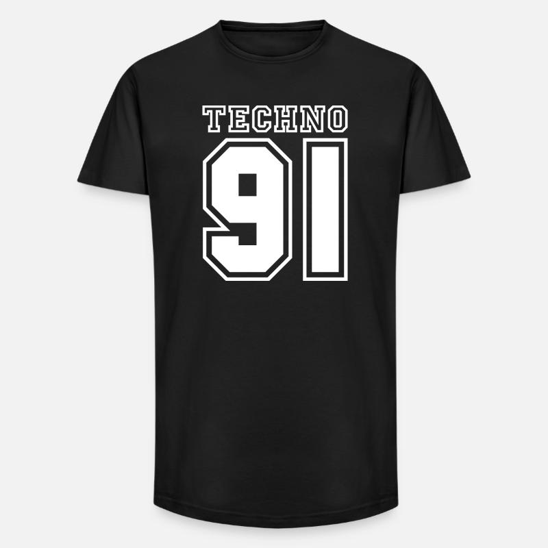 TECHNO 91 - Long Fit Männer T-Shirt - Schwarz