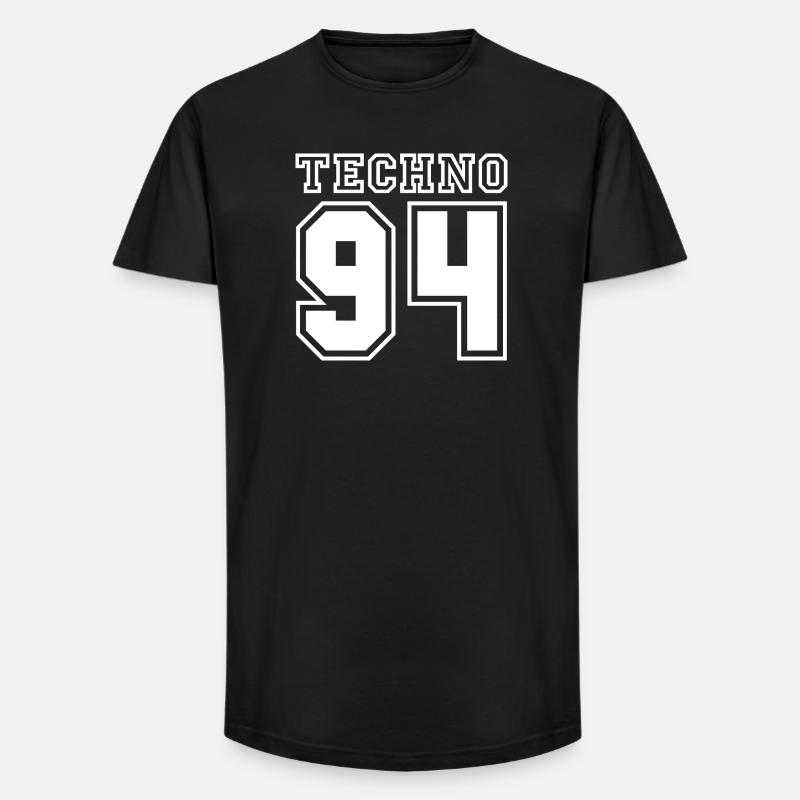 TECHNO 94 - Long Fit Männer T-Shirt - Schwarz