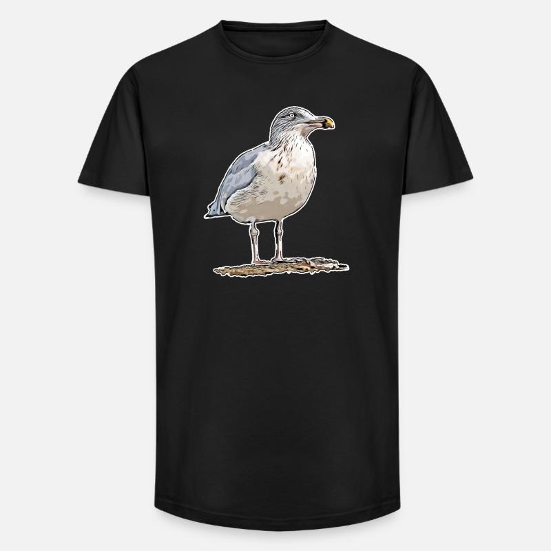 Möwe - Long Fit Männer T-Shirt - Schwarz
