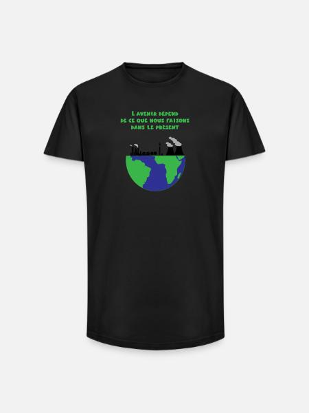 Planète Terre - T-shirt coupe longue homme - noir