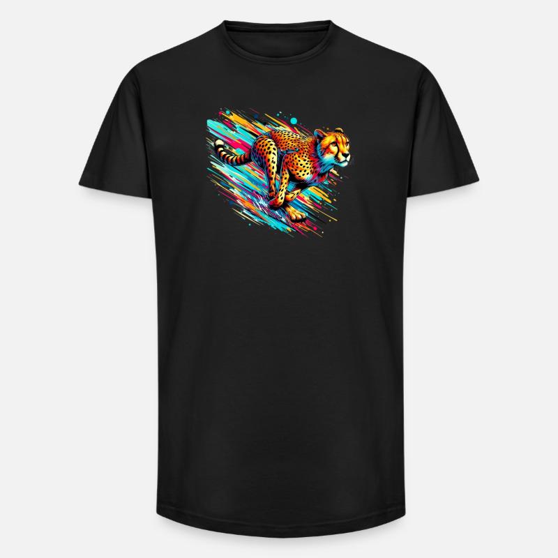 Gepard - Long Fit Männer T-Shirt - Schwarz