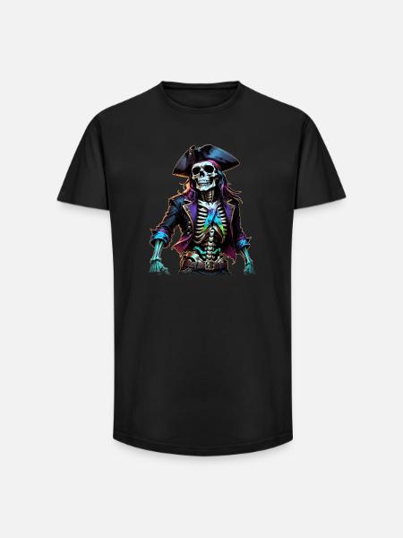 Pirate Skeleton Illustration - Long Fit Men's T-Shirt - black