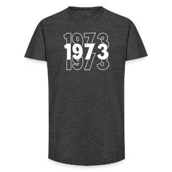 Vintage 70s Numbers in Pop Art Style - Long Fit Men's T-Shirt - charcoal grey - Front - AI Model Male 185 light (185cm)