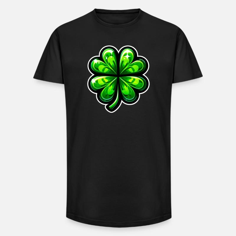 Vierblättriges Kleeblatt - Long Fit Männer T-Shirt - Schwarz