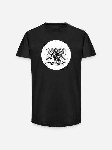 Fun im Schnee: Dynamische Skifahrer-Szene - Long Fit Männer T-Shirt - Schwarz