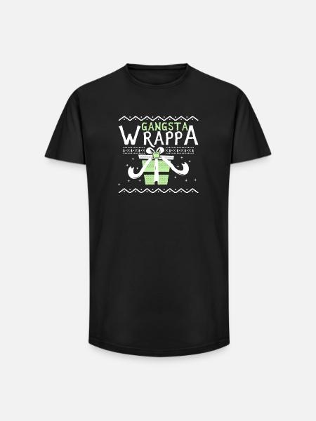 Gangsta Wrappa Christmas Sayings Funny Gift - Long Fit Men's T-Shirt - black