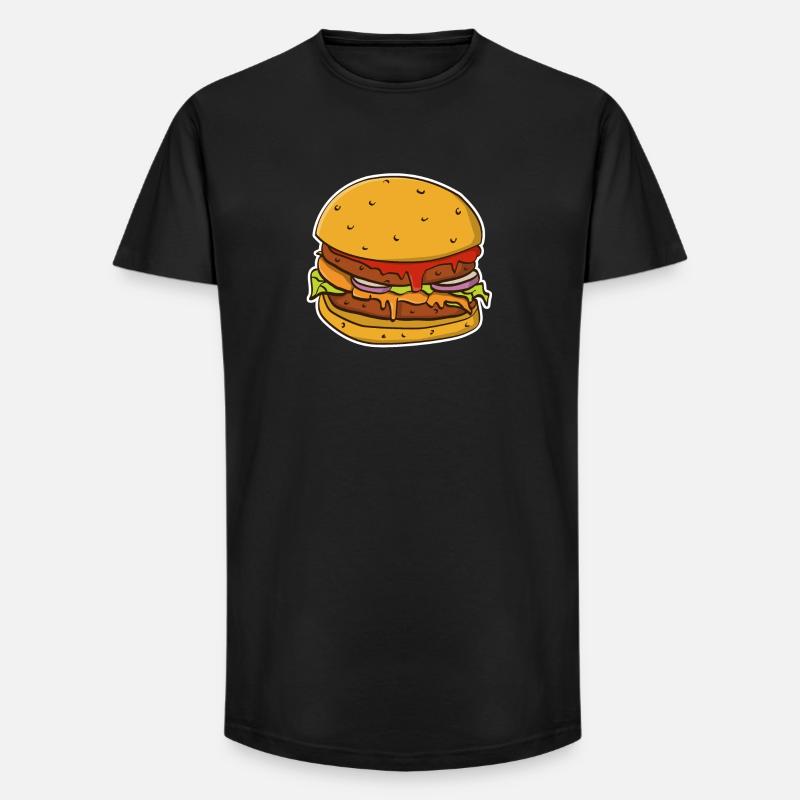 Buntes Bild eines Hamburgerbrötchens. - Long Fit Männer T-Shirt - Schwarz