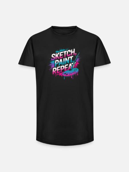 Sketch Paint Repeat Art Design - Long Fit Men's T-Shirt - black