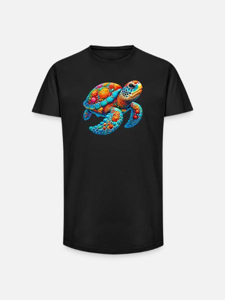 Turtle - Long Fit Men's T-Shirt - black