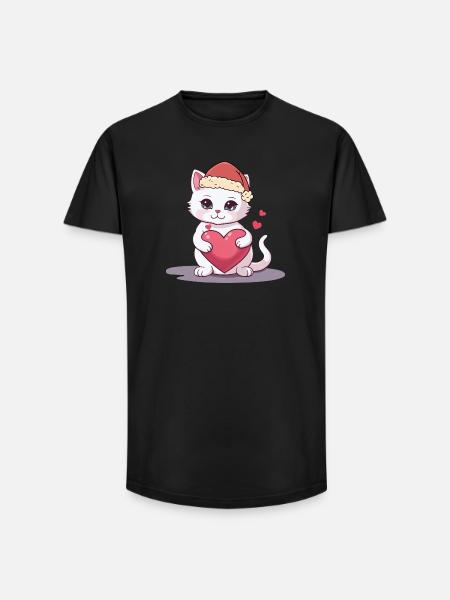 Xmas Cat Kitten Cats Santa Claus - Long Fit Men's T-Shirt - black