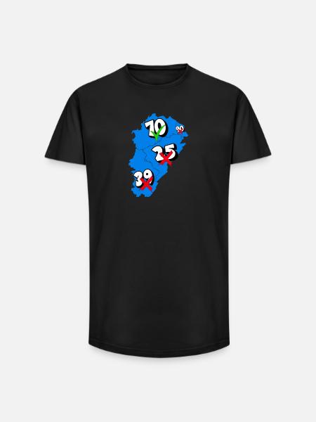Région franche comté - T-shirt coupe longue homme - noir