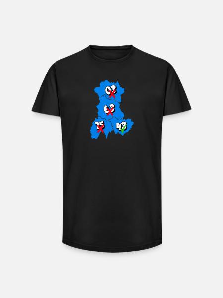 Région Auvergne - T-shirt coupe longue homme - noir