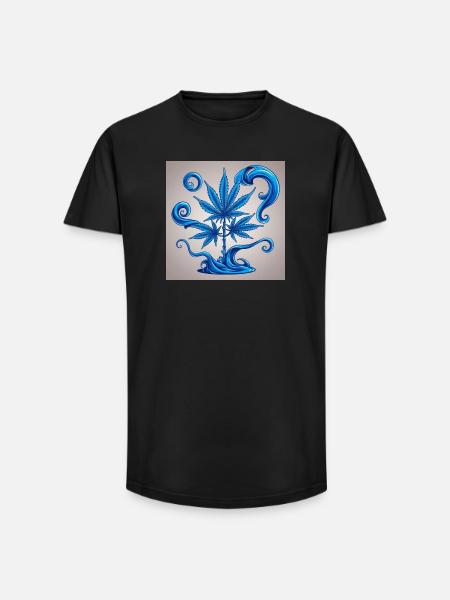 Blauer Hanfbaum mit Wasserdesign - Long Fit Männer T-Shirt - Schwarz
