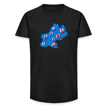 Midi-Pyrénées Region - Long Fit Männer T-Shirt - Schwarz - Vorne - AI Model Male 185 light (185cm)