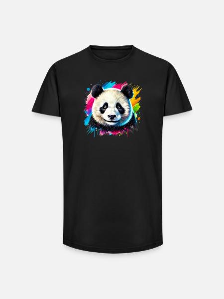 Panda - Long Fit Männer T-Shirt - Schwarz
