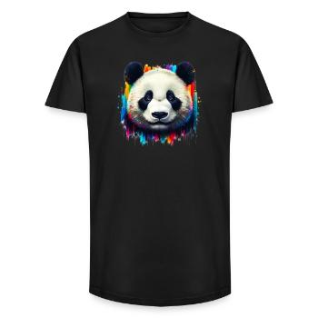Panda - Long Fit Männer T-Shirt - Schwarz - Vorne - AI Model Male 185 light (185cm)