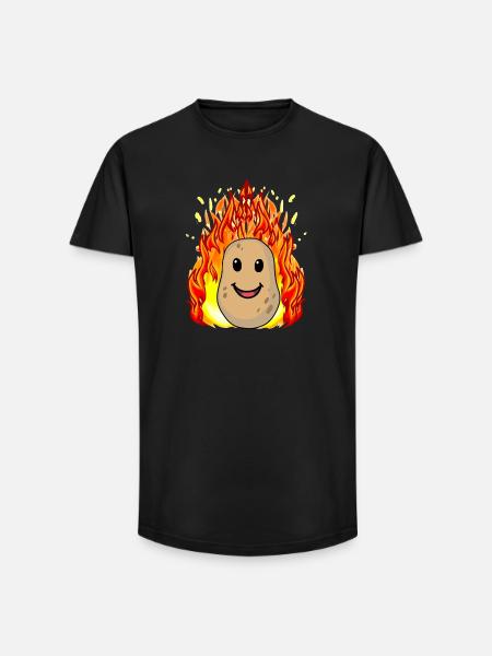 Vegetables Potato Potatoes fiery hot - Long Fit Men's T-Shirt - black