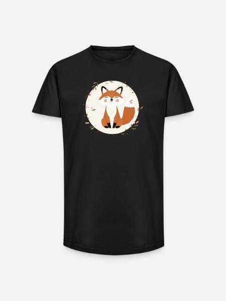 Smiling Fox – Playful Nature Illustration - Long Fit Men's T-Shirt - black
