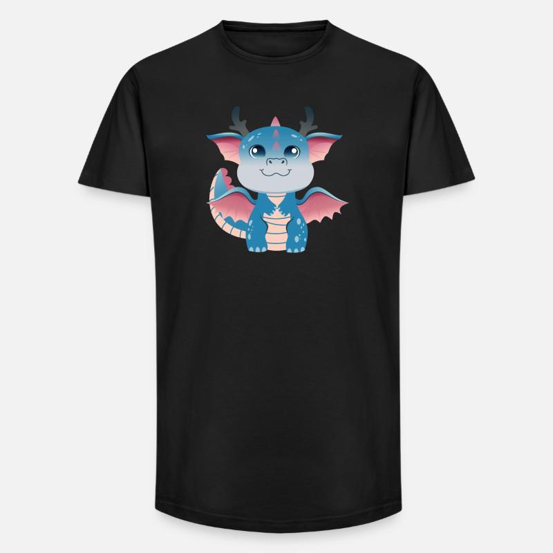 Azurblauer Drachenling-Amulett - Long Fit Männer T-Shirt - Schwarz