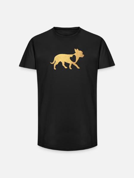 Hjerte Chihuahua Guld Hunde Fan Kærlighed Kærlighed Wauwau - Long fit herre T-shirt - sort