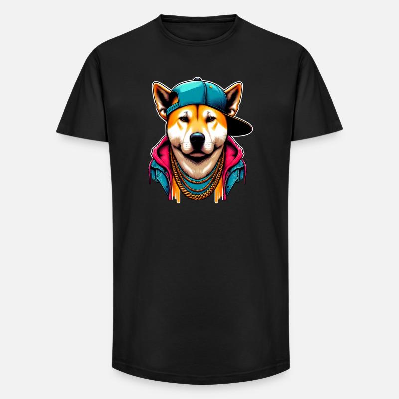 Hund - Long Fit Männer T-Shirt - Schwarz
