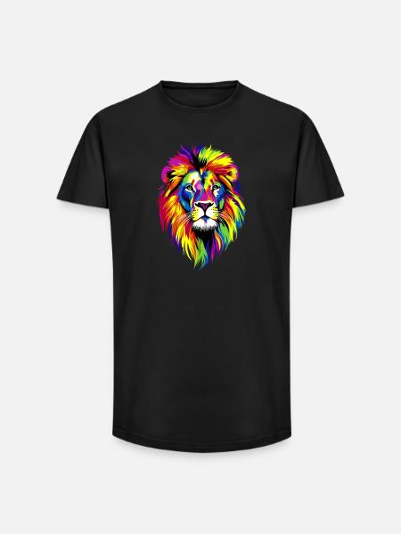 Lion Big Cat Lion's Mane Lions Love Wild Lions - Long Fit Men's T-Shirt - black