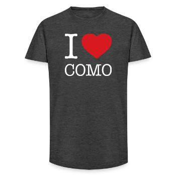 J’ADORE CÔME - T-shirt coupe longue homme - charbon - Devant - AI Model Male 185 light (185cm)