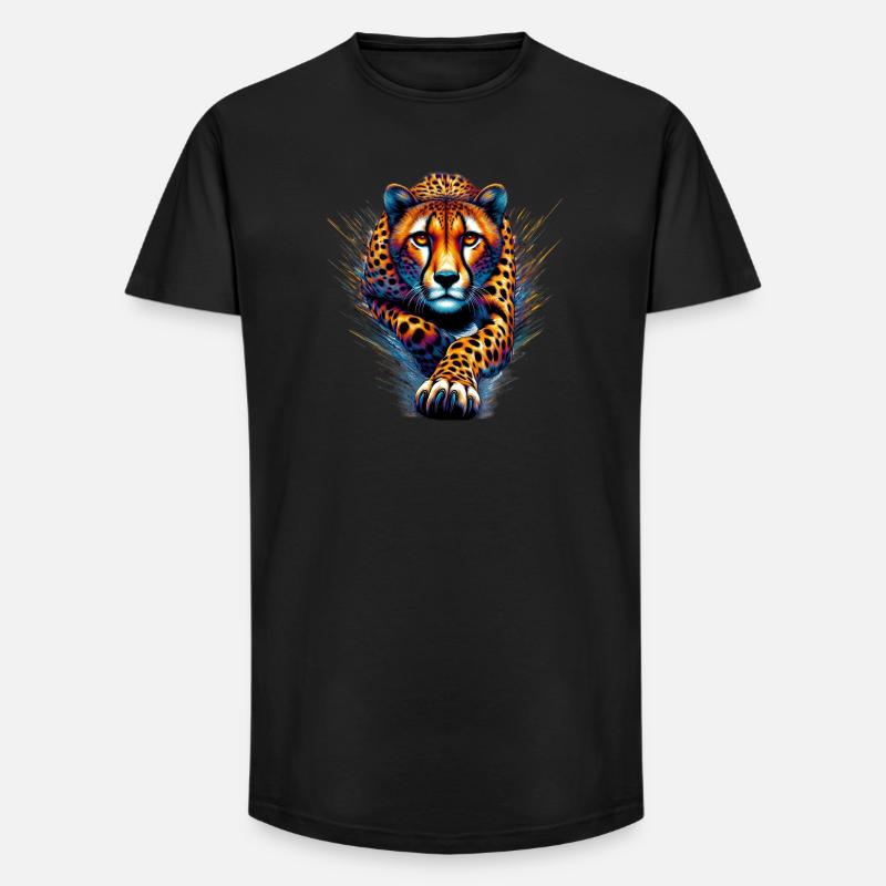 Gepard - Long Fit Männer T-Shirt - Schwarz